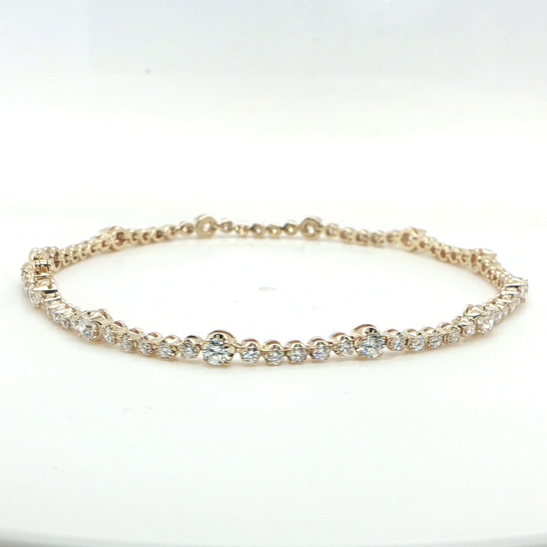 14K Yellow Gold Diamond Tennis Bracelet