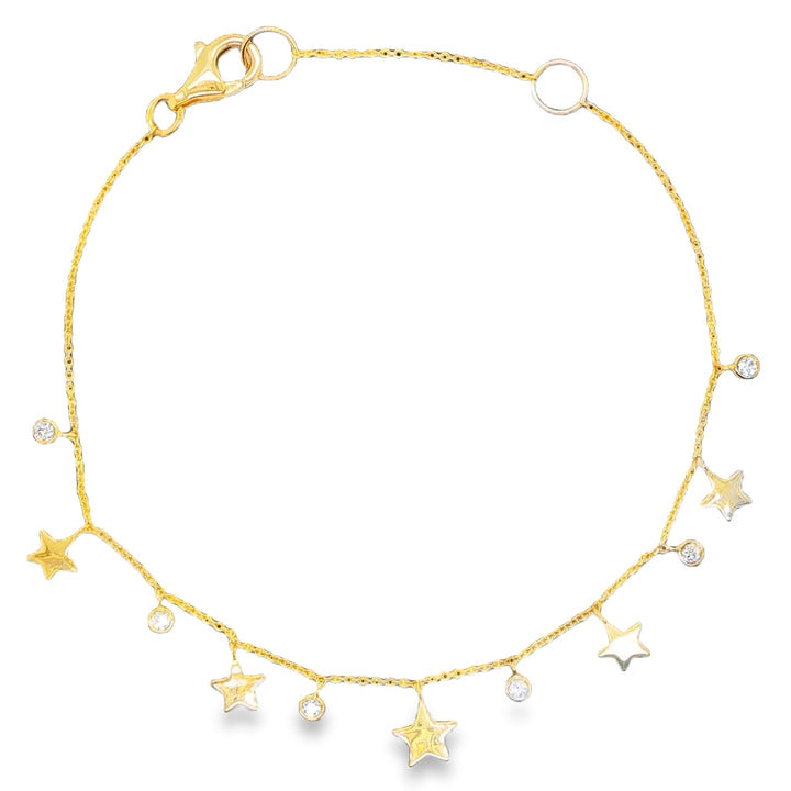 14K Yellow Gold Diamond Star Bracelet