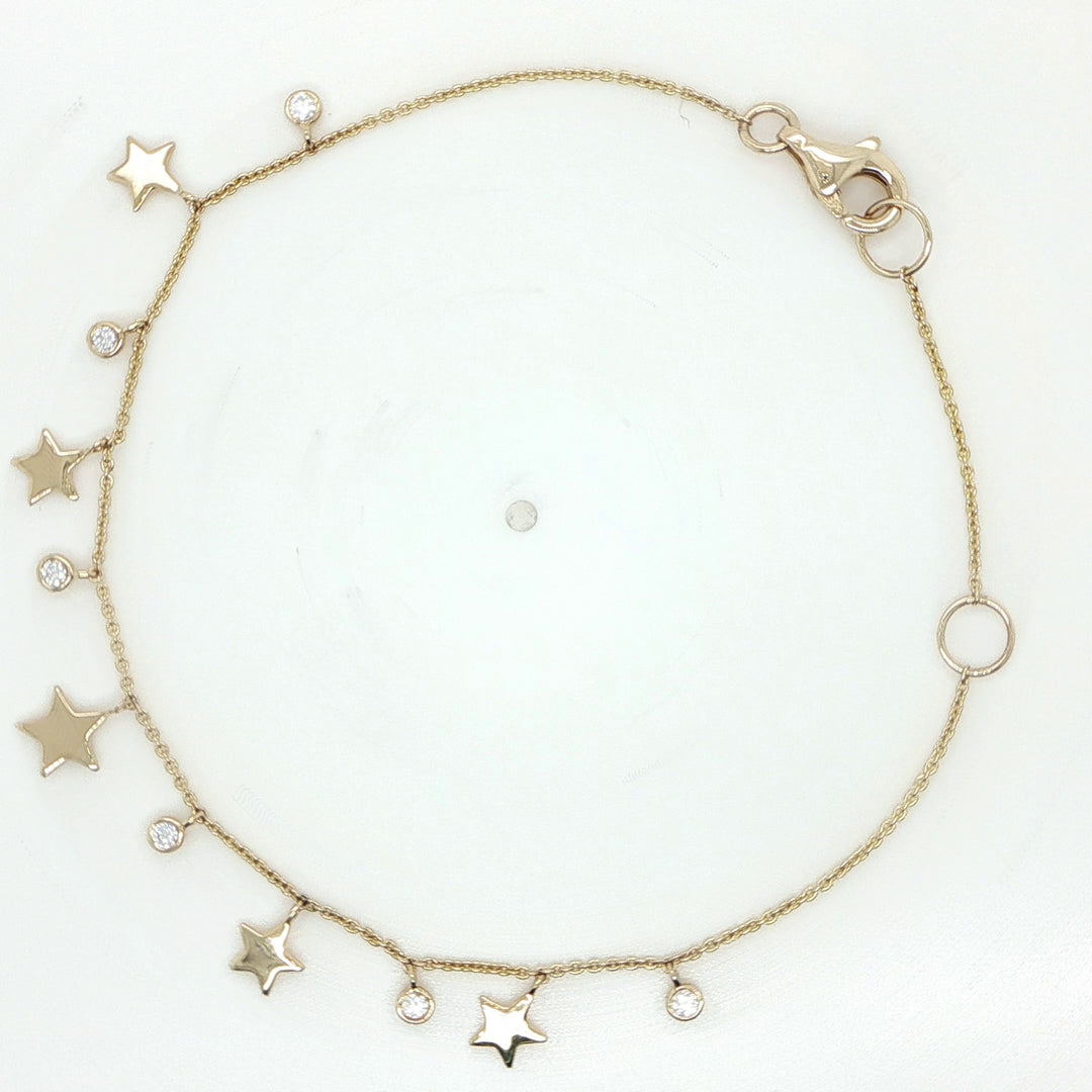 14K Yellow Gold Diamond Star Bracelet