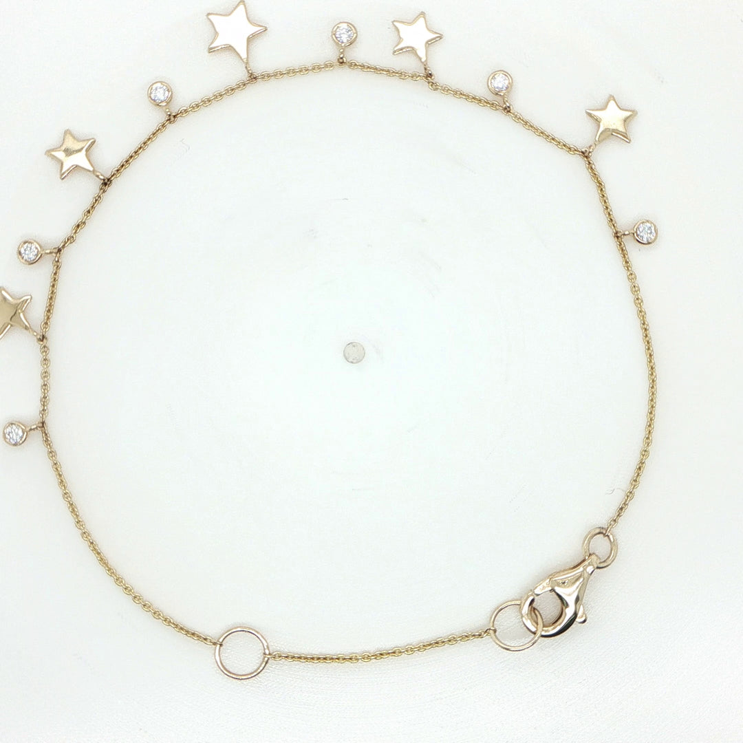 14K Yellow Gold Diamond Star Bracelet