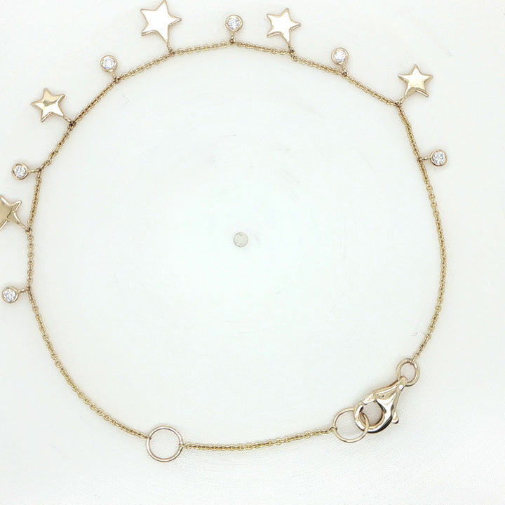 14K Yellow Gold Diamond Star Bracelet
