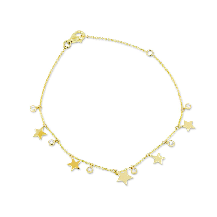 14K Yellow Gold Diamond Star Bracelet