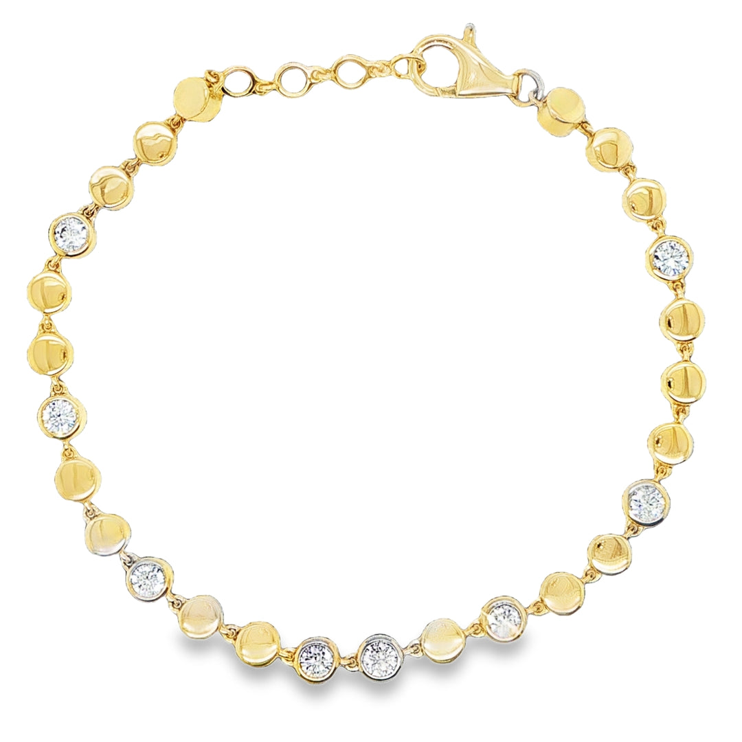 14K Yellow Gold Bezel Set Diamond Station Bracelet