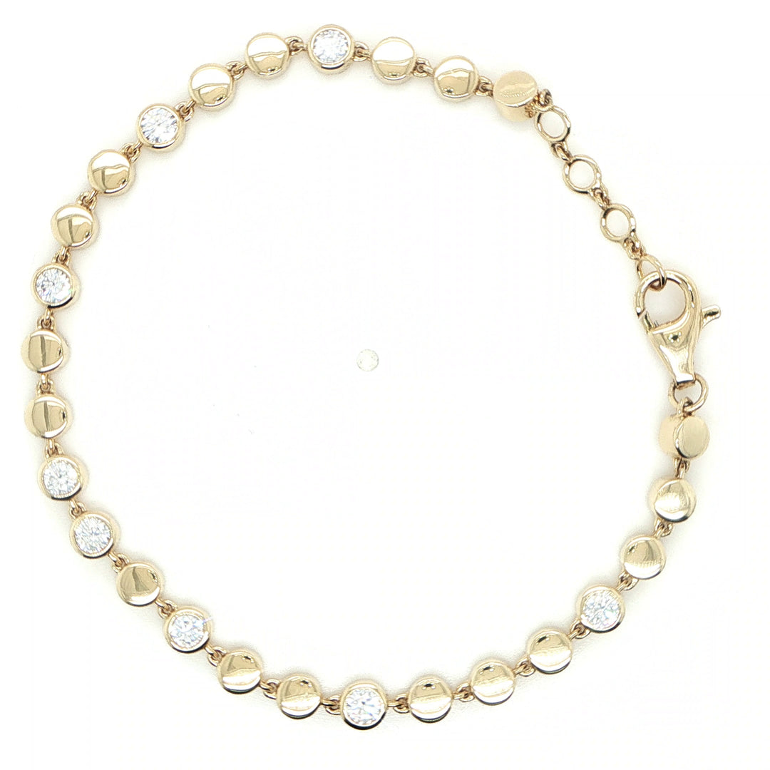 14K Yellow Gold Bezel Set Diamond Station Bracelet