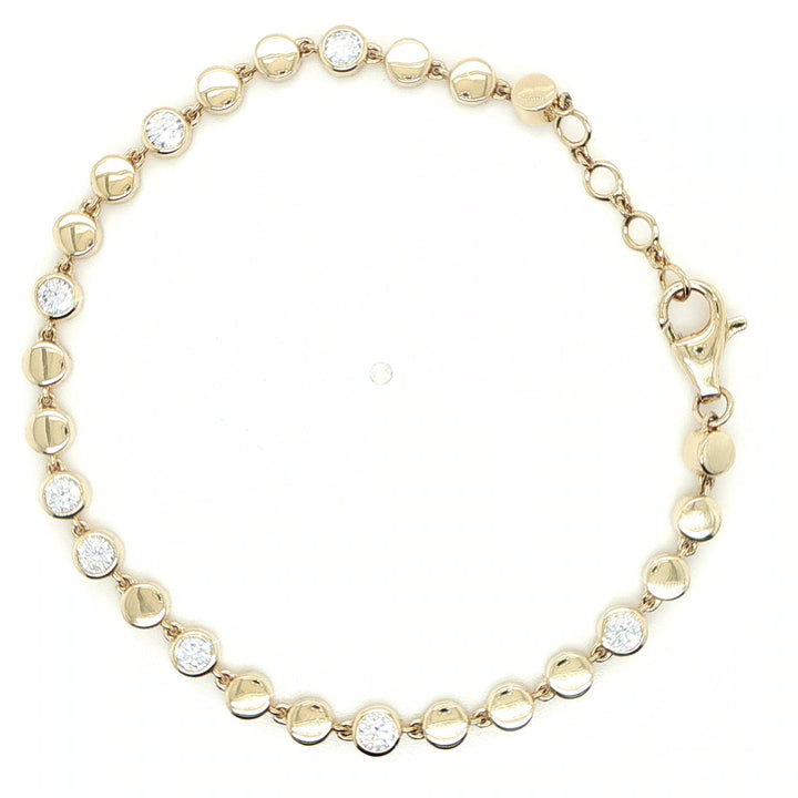 14K Yellow Gold Bezel Set Diamond Station Bracelet