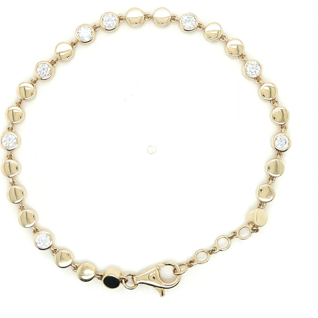 14K Yellow Gold Bezel Set Diamond Station Bracelet