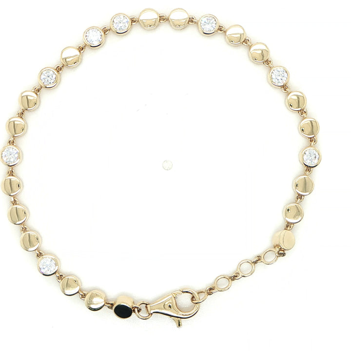 14K Yellow Gold Bezel Set Diamond Station Bracelet