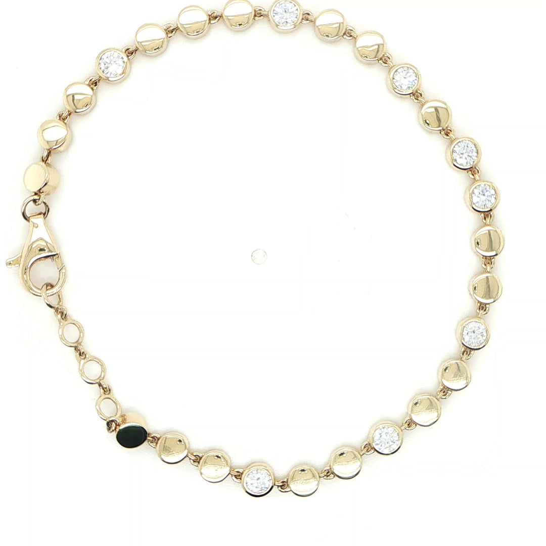 14K Yellow Gold Bezel Set Diamond Station Bracelet