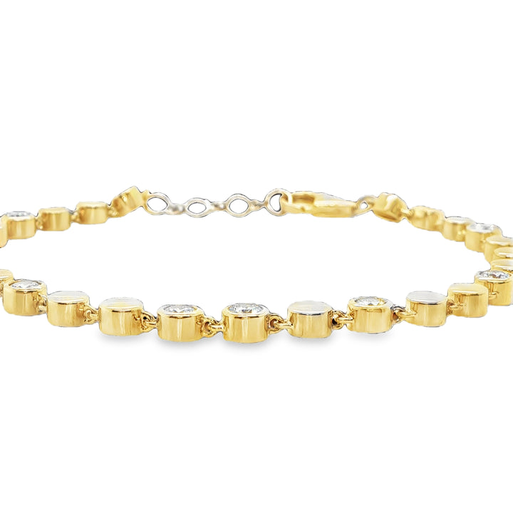 14K Yellow Gold Bezel Set Diamond Station Bracelet