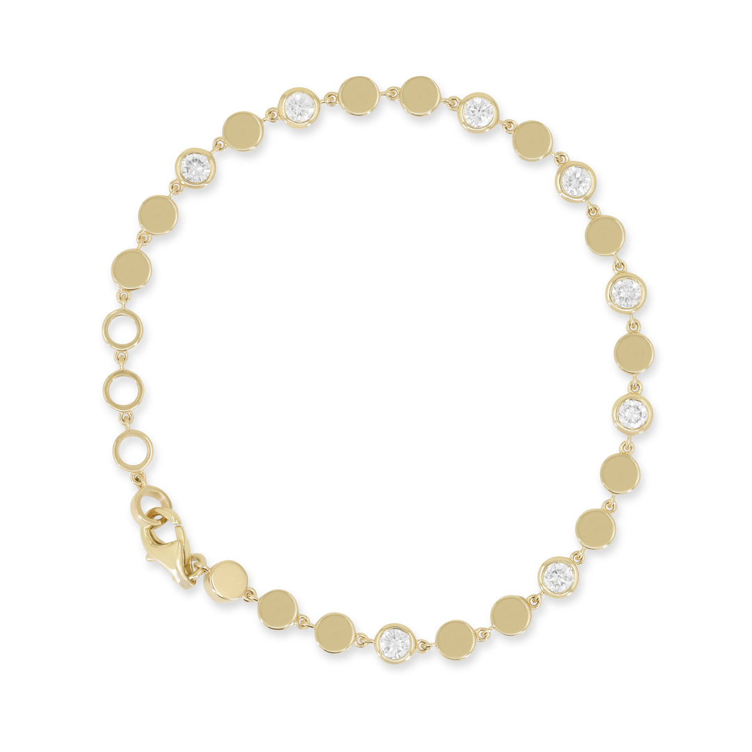 14K Yellow Gold Bezel Set Diamond Station Bracelet