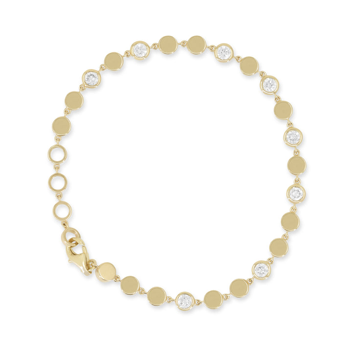14K Yellow Gold Bezel Set Diamond Station Bracelet