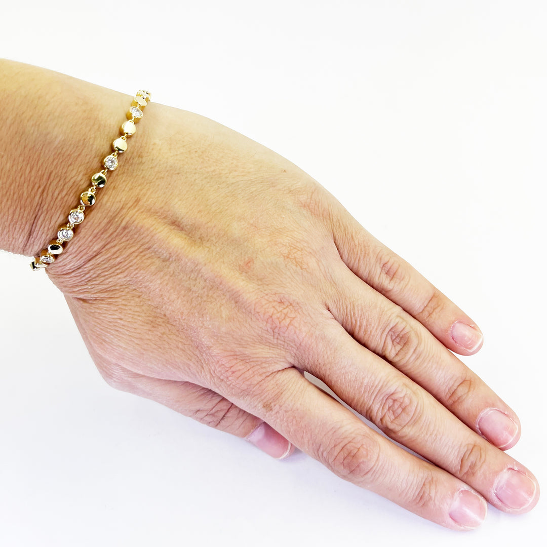 14K Yellow Gold Bezel Set Diamond Station Bracelet