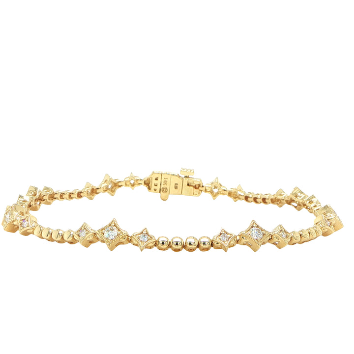 14K Yellow Gold Diamond Star Bracelet