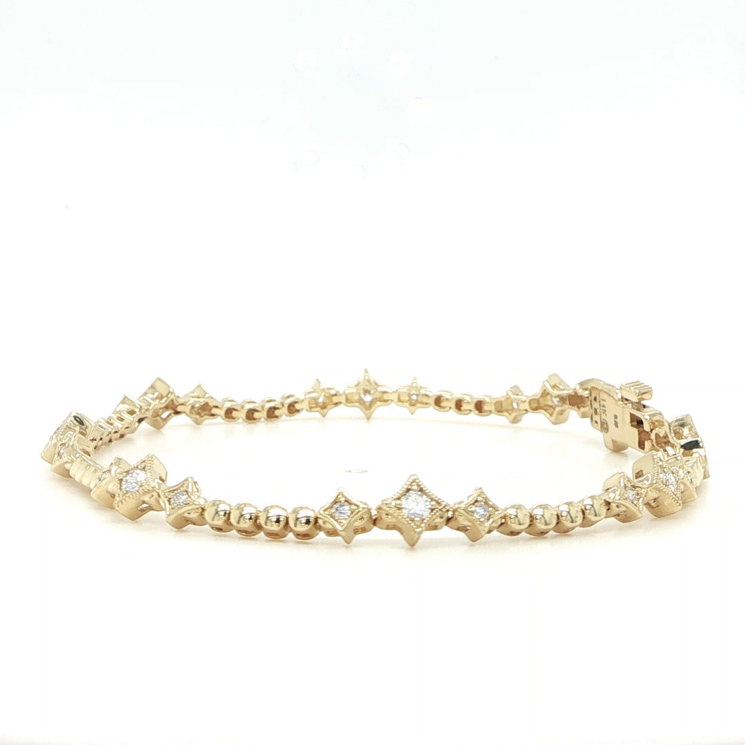 14K Yellow Gold Diamond Star Bracelet