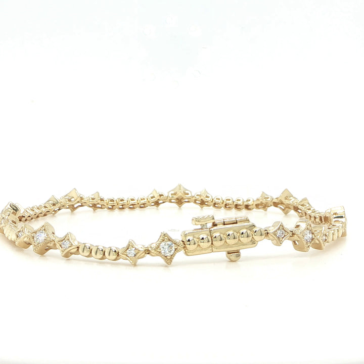 14K Yellow Gold Diamond Star Bracelet