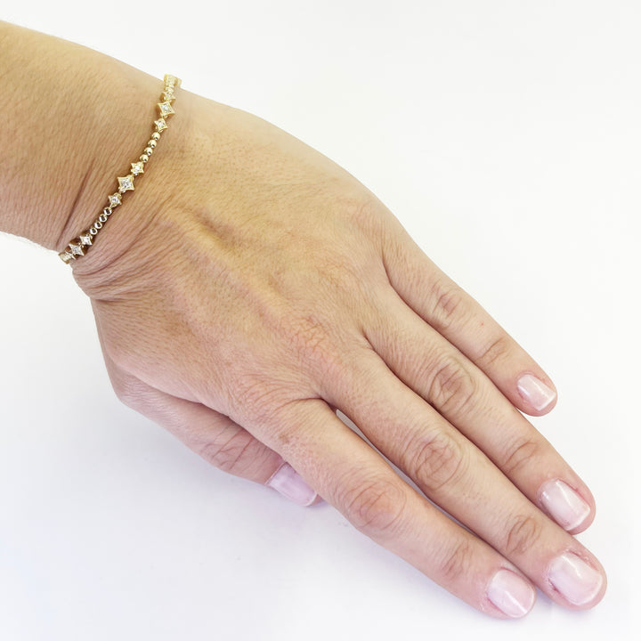14K Yellow Gold Diamond Star Bracelet