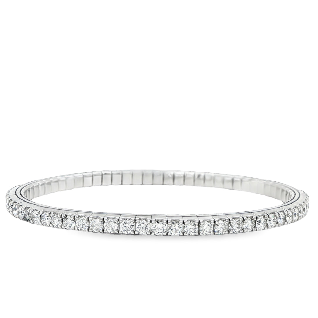 14K White Gold Diamond Stretch Bangle Bracelet
