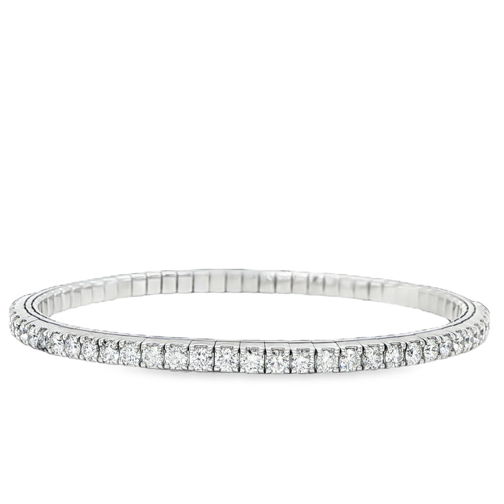 14K White Gold Diamond Stretch Bangle Bracelet