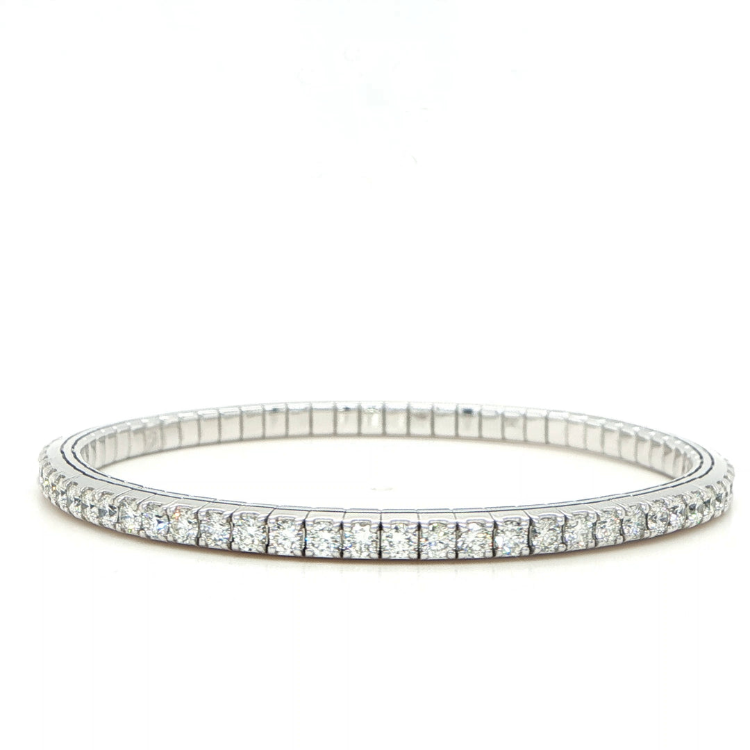 14K White Gold Diamond Stretch Bangle Bracelet