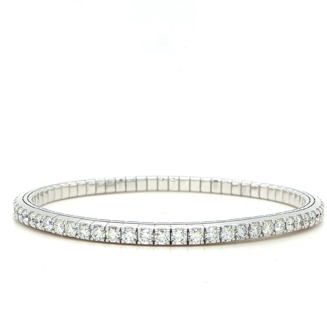 14K White Gold Diamond Stretch Bangle Bracelet