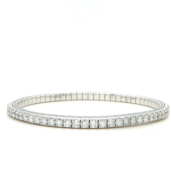 14K White Gold Diamond Stretch Bangle Bracelet