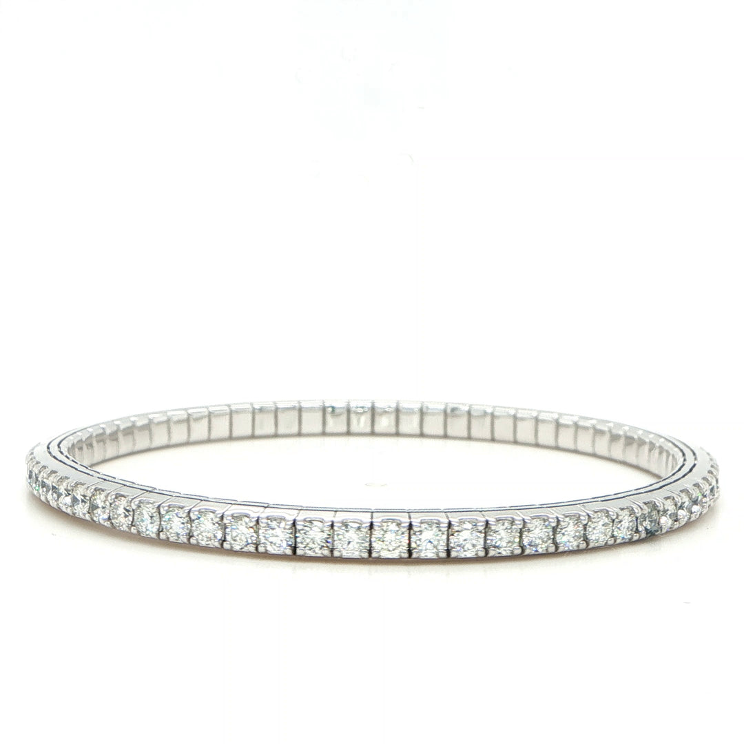 14K White Gold Diamond Stretch Bangle Bracelet