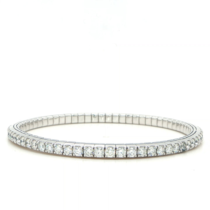 14K White Gold Diamond Stretch Bangle Bracelet