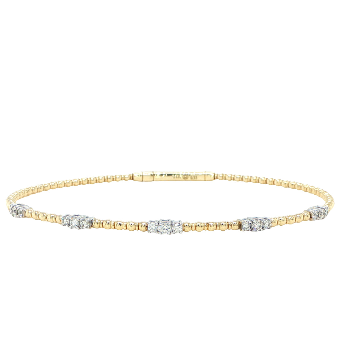 14K Yellow Gold Diamond Spring Bracelet