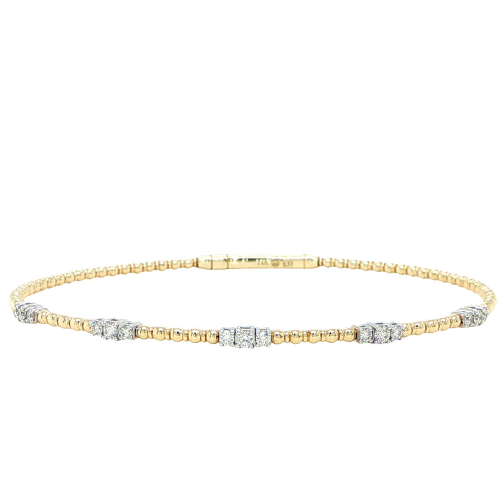 14K Yellow Gold Diamond Spring Bracelet