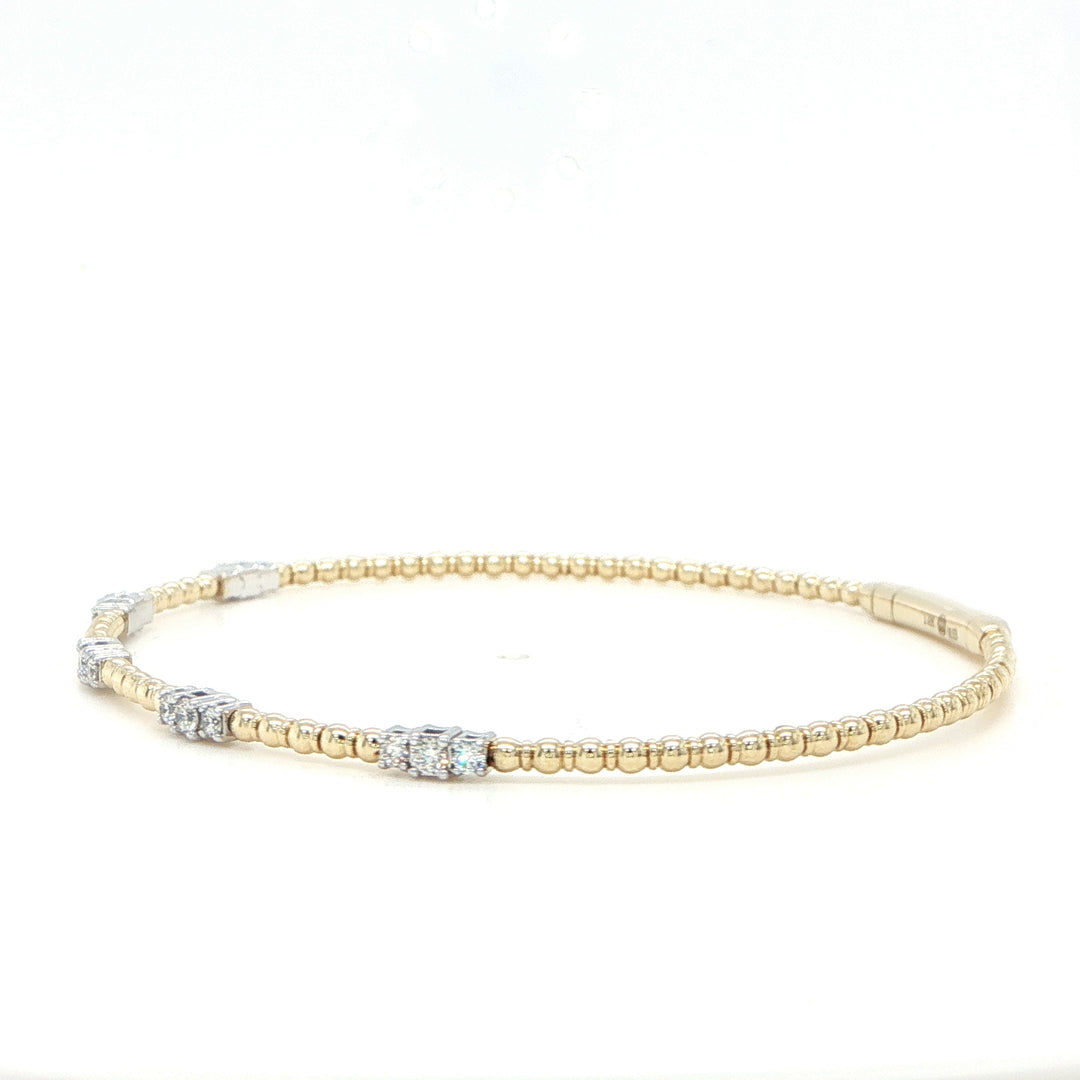 14K Yellow Gold Diamond Spring Bracelet