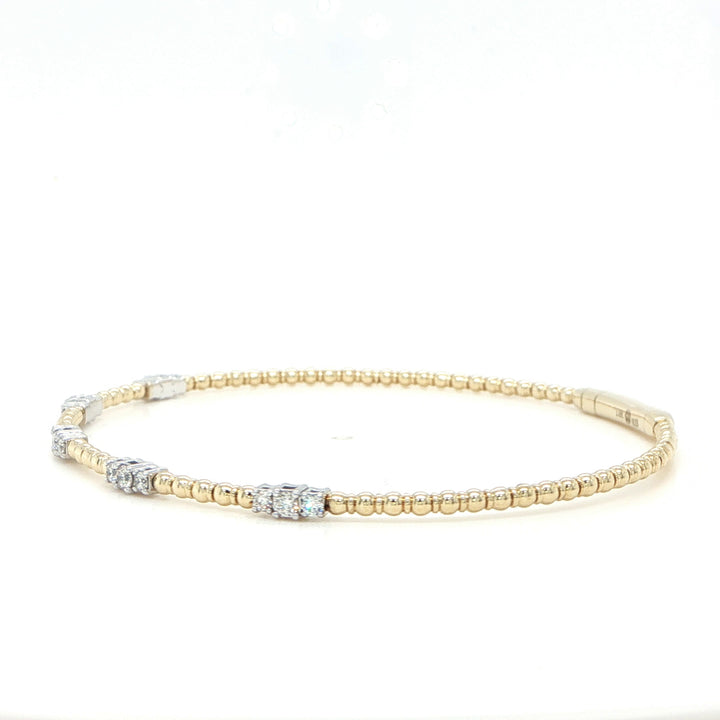 14K Yellow Gold Diamond Spring Bracelet