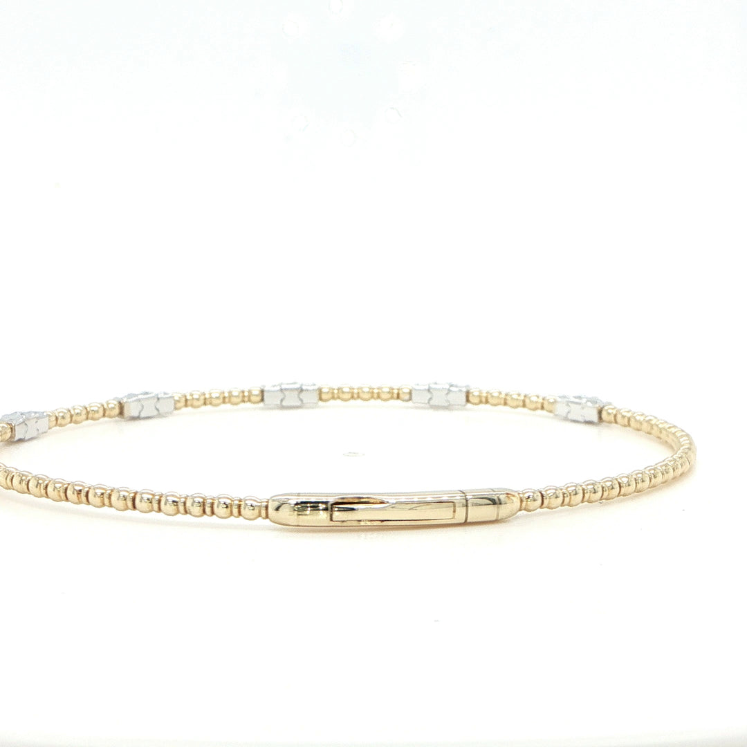 14K Yellow Gold Diamond Spring Bracelet