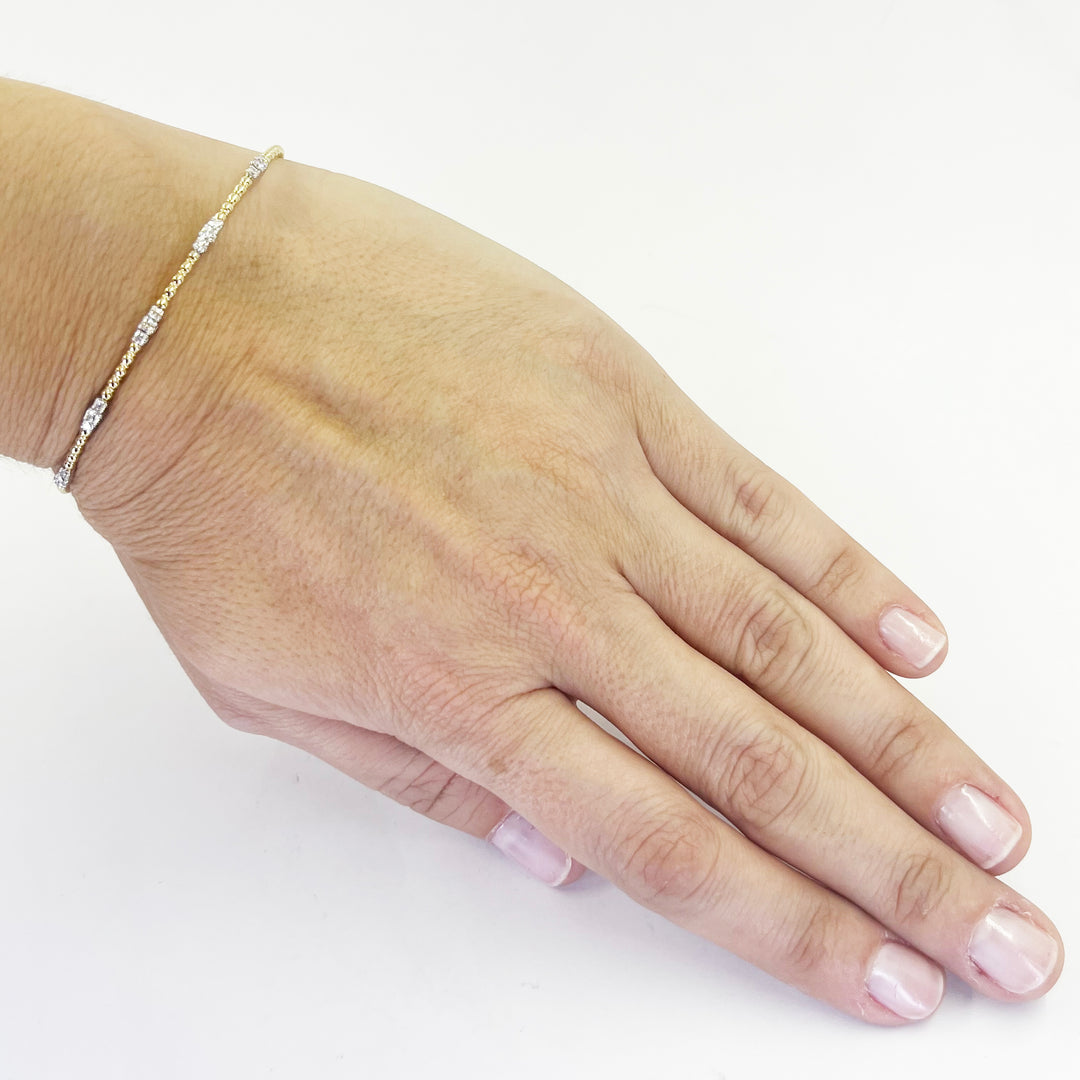 14K Yellow Gold Diamond Spring Bracelet