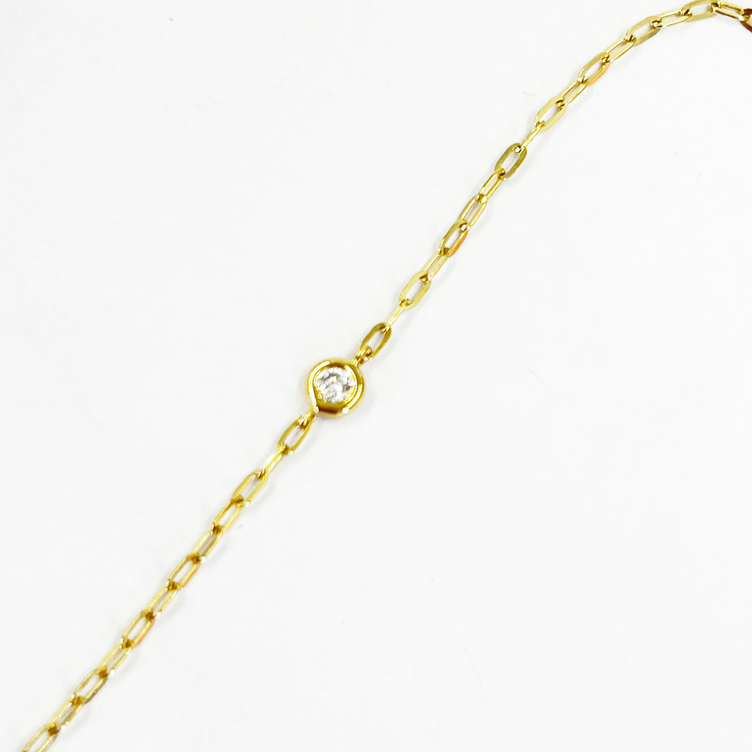 14K Yellow Gold Diamond Hand Chain Bracelet