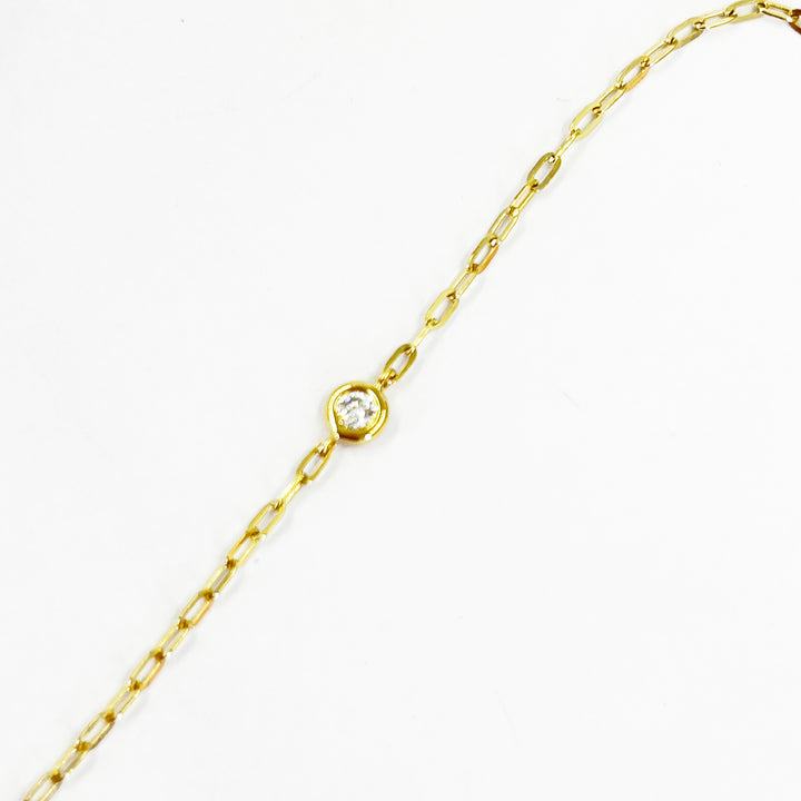 14K Yellow Gold Diamond Hand Chain Bracelet