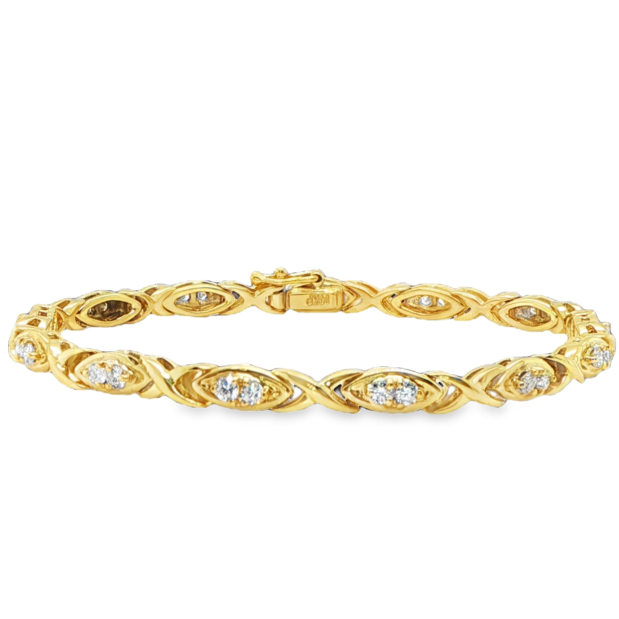 14K Yellow Gold Diamond X Link Bracelet – 0.78 CTW VS G/H Miami