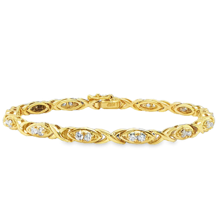 14K Yellow Gold Diamond X Link Bracelet