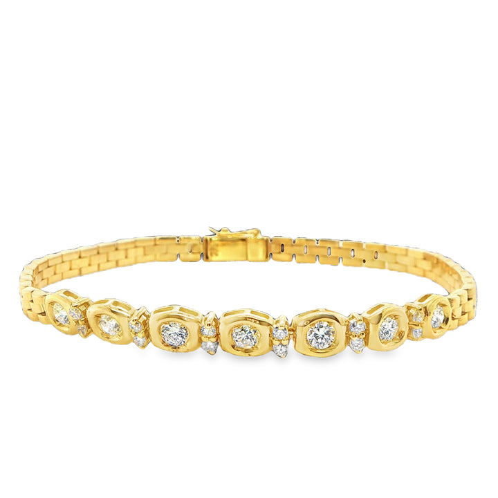 18K Yellow Gold Panther Link Diamond Bracelet