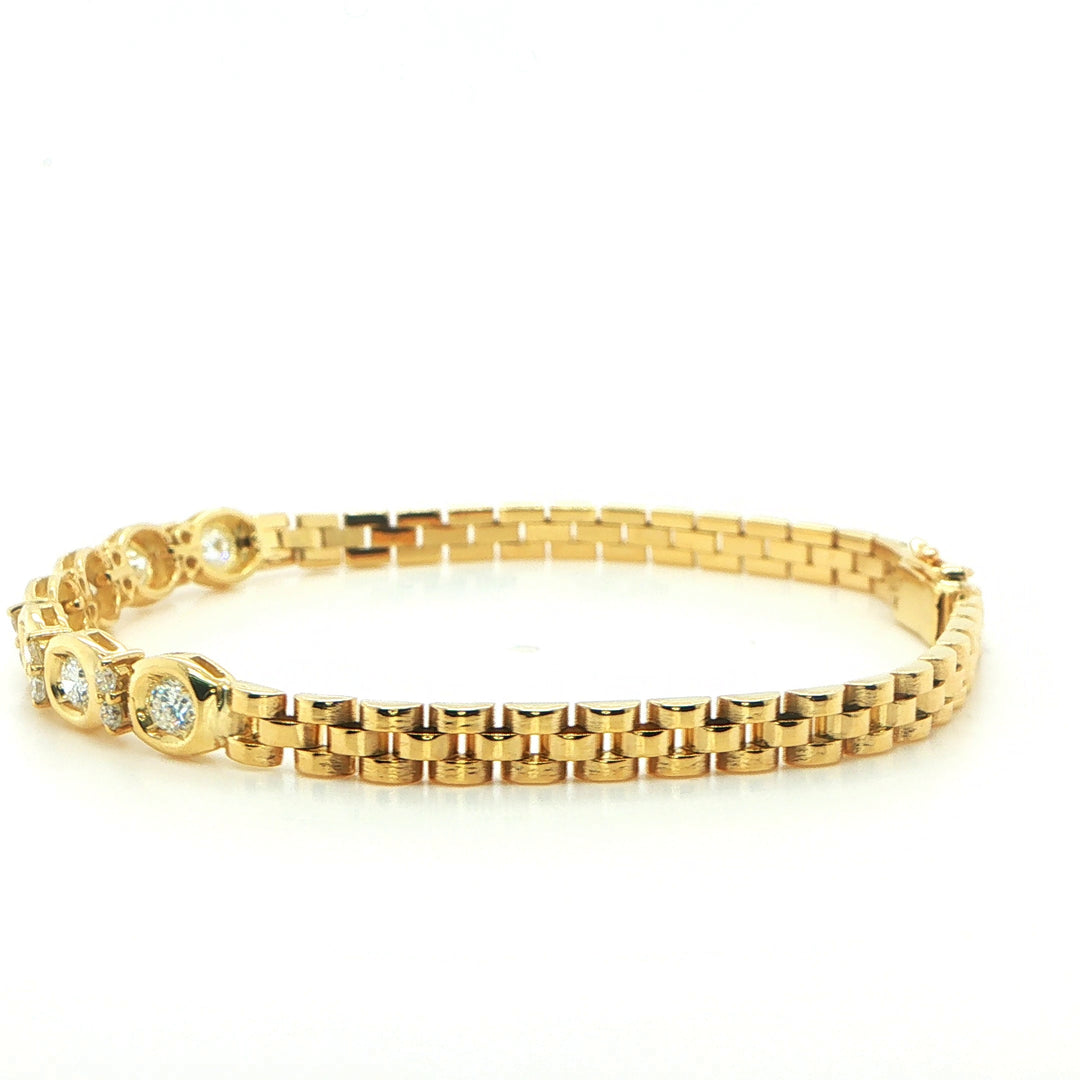 18K Yellow Gold Panther Link Diamond Bracelet