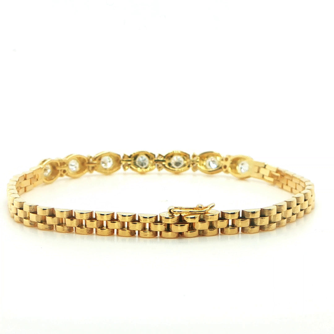 18K Yellow Gold Panther Link Diamond Bracelet