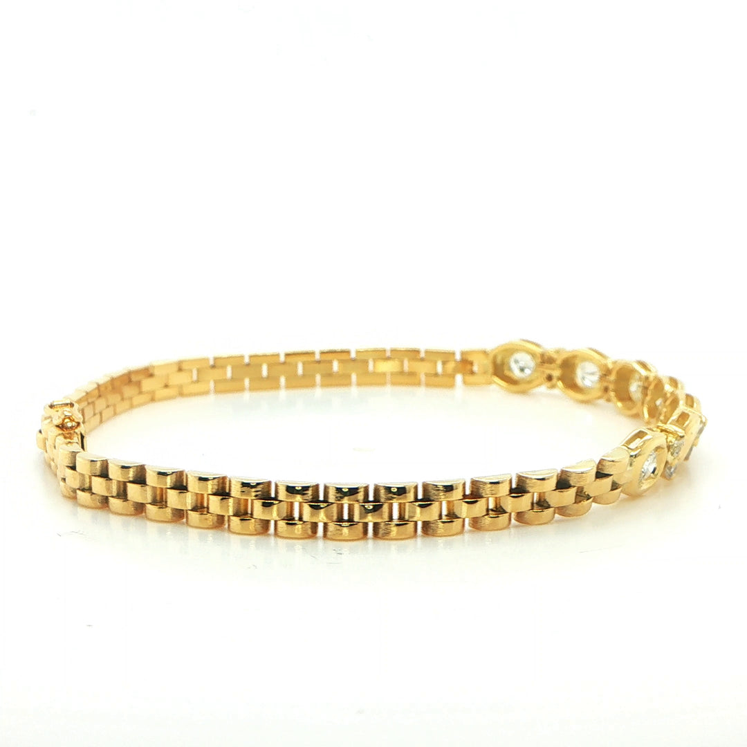 18K Yellow Gold Panther Link Diamond Bracelet