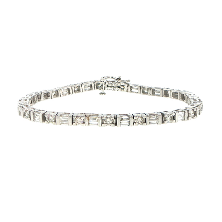 18K White Gold Diamond Dot Dash Tennis Bracelet