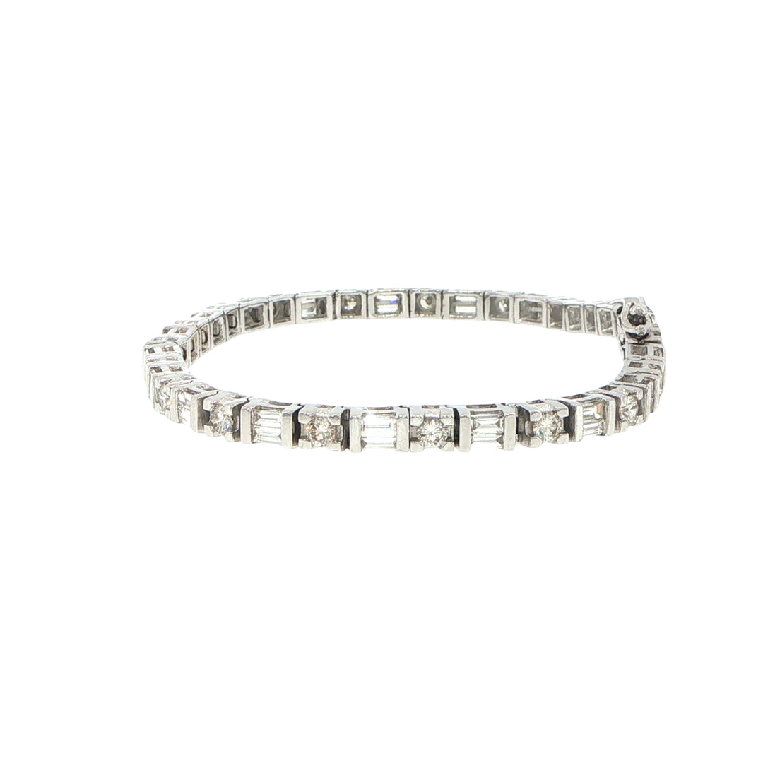 18K White Gold Diamond Dot Dash Tennis Bracelet