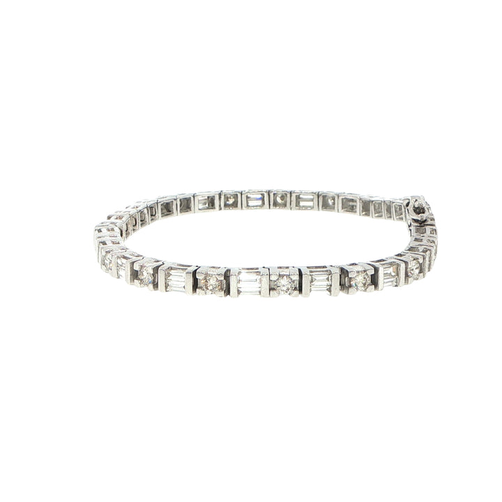 18K White Gold Diamond Dot Dash Tennis Bracelet