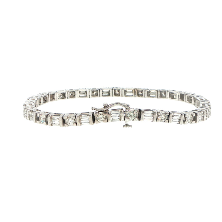 18K White Gold Diamond Dot Dash Tennis Bracelet