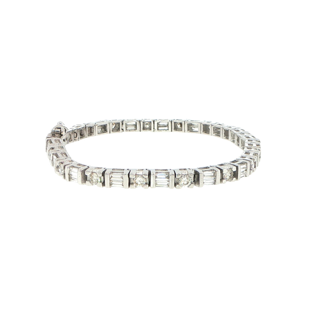 18K White Gold Diamond Dot Dash Tennis Bracelet