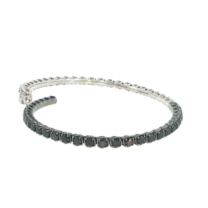 18K White Gold Diamond & Black Diamond Coil Bangle Bracelet