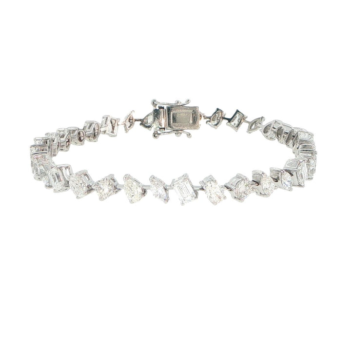 14K White Gold Multi-Cut Diamond Tennis Bracelet