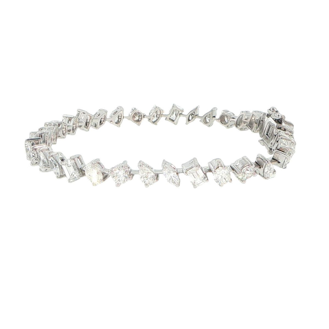 14K White Gold Multi-Cut Diamond Tennis Bracelet