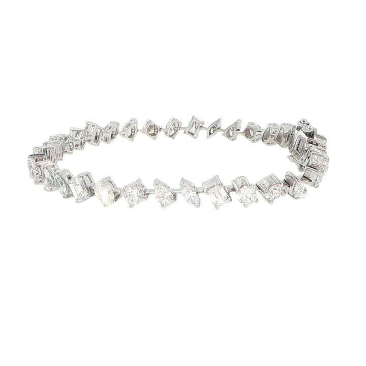 14K White Gold Multi-Cut Diamond Tennis Bracelet